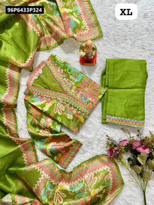 TRENDBUY Handwork Jarna Silk Kurti with Pant & Printed Dupatta Set