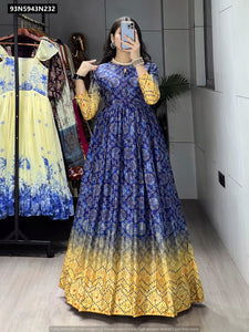 TRENDBUY Heavy Chinon Bandhani Ombre Gown - Adjustable Free Size
