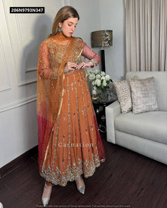 TRENDBUY Heavy Georgette Embroidered Gown & Sequence Dupatta
