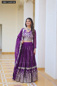 TRENDBUY Heavy Georgette Embroidered Lehenga Choli with Dupatta Set