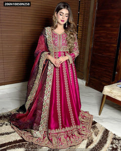 TRENDBUY Heavy Sequins Chinon Silk Anarkali Gown with Embroidered Dupatta