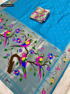 TRENDBUY Heavy Soft Silk Saree with Zari Woven Parrot Pallu & Brocade Blouse