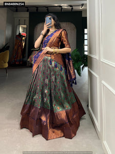 TRENDBUY Jacquard Silk Lehenga Choli Set with Zari Weaving Work & Dupatta
