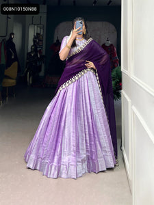 TRENDBUY Jacquard Silk Lehenga Choli with Sequin Embroidered Georgette Dupatta