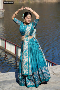 TRENDBUY Kalamkari Manipuri Silk Lehenga Set with Printed Dupatta & Tassels
