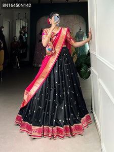 TRENDBUY KEERTHNA Paithani Jacquard Silk Lehenga Choli Set with Zari Work & Batwa