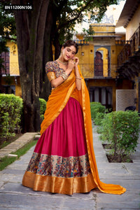 TRENDBUY Krishika Festive Aastha Silk Lehenga Choli with Zari Weaving & Georgette Dupatta
