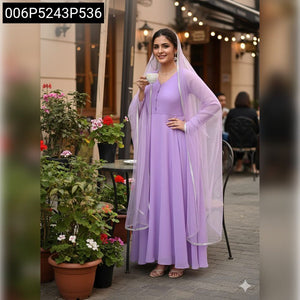 TRENDBUY Lavender Georgette Kurta Set with Net Dupatta
