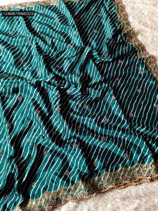 TRENDBUY Leheriya Chinnon Saree with Sequin Embroidered Silk Blouse