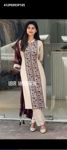 TRENDBUY Luxurious Embroidered Chanderi Silk Kurta Set with Dupatta