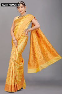 TRENDBUY Luxurious Soft Silk Saree with Pure Copper Zari Weaving for Festive Occasions