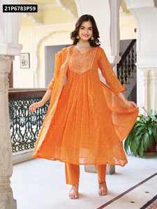 TRENDBUY Mal Cotton Hand Print Embroidered Kurta Set with Dupatta & Pants