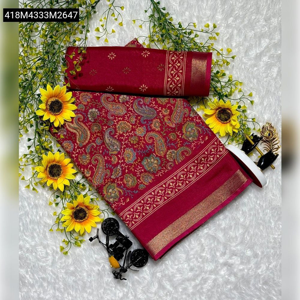 TRENDBUY Mangalagiri Mul Mul Cotton Saree - Floral Paisley, Jacquard ...