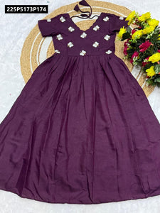 TRENDBUY Maska Cotton Butterfly Hand Work Anarkali Gown