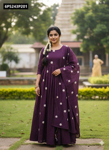 TRENDBUY Maska Cotton Embroidered Anarkali Kurta Set with Dupatta