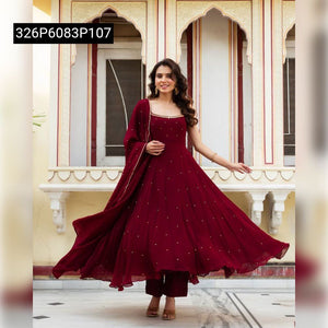 TRENDBUY Mugdha Handwork Georgette Anarkali Suit Set with Dupatta