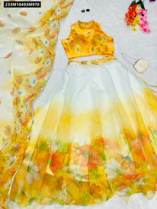TRENDBUY Ombre Floral Organza Silk Lehenga Choli with Padded Blouse