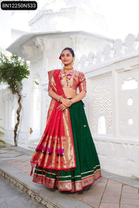 TRENDBUY Paithani Zari Weaving Silk Lehenga Choli with Dupatta Set