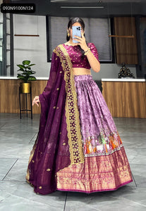 TRENDBUY Plum Purple Patola Kalamkari Dola Silk Lehenga Choli Set