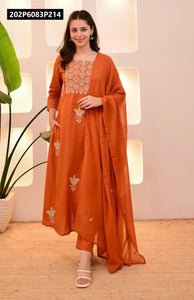 TRENDBUY Premium Cotton 60-60 Embroidered Kurta Set with Malmal Dupatta