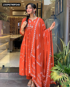 TRENDBUY Premium Cotton Sequence Embroidered Anarkali Kurta Set
