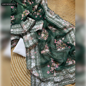 TRENDBUY Premium Georgette Floral Saree with Heavy Embroidered Lace Border