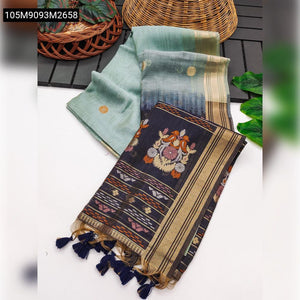 TRENDBUY Premium Muga Cotton Saree with Resham Parrot Weaving & Zari Border