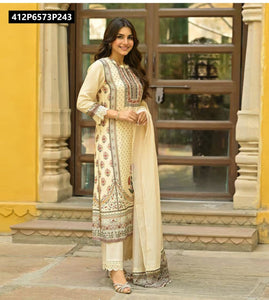 TRENDBUY Premium Muslin Hand Jari Mirror Work Kurti Set with Dupatta