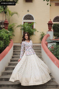 TRENDBUY Premium Sequins Embroidered Peplum Top & Dayble Viscose Lehenga Co-ord Set