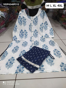 TRENDBUY Printed Rayon Straight Kurti with Wide Divider Plazo Set