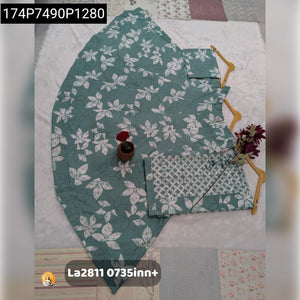TRENDBUY Pure Cotton Grand Flare Lehenga Choli Set with Dupatta & Blouse Piece