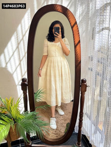 TRENDBUY Pure Cotton Lace Midi Dress - Simple & Classy Celebrity Style