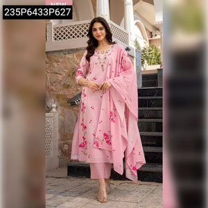 TRENDBUY Pure Viscose Chanderi Jacquard Butti Embroidered Kurta Set with Dupatta