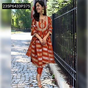 TRENDBUY Pure Viscose Chanderi Sequence Embroidered Kurti Set with Jacquard Dupatta
