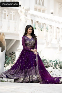 TRENDBUY Regal Purple & Berry Magenta Fox Georgette Lehenga Choli Set
