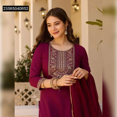 TRENDBUY Reyon Slub Embroidered Kurti Set for Women | Festive Wear