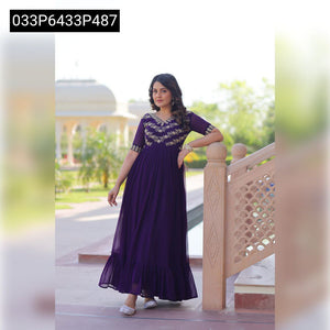 TRENDBUY Sequin Embroidered Faux Blooming Fancy V-Neck Gown
