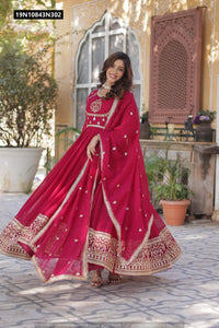 TRENDBUY Sequin Embroidered Georgette Gown & Dupatta
