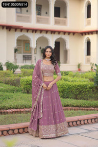 TRENDBUY Sequin & Zari Embroidered Faux Georgette Lehenga Choli Set
