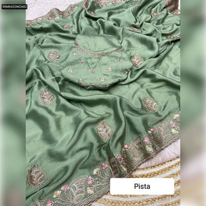 TRENDBUY Soft Chinon Embroidered Multi Zari Work Designer Saree with Blouse