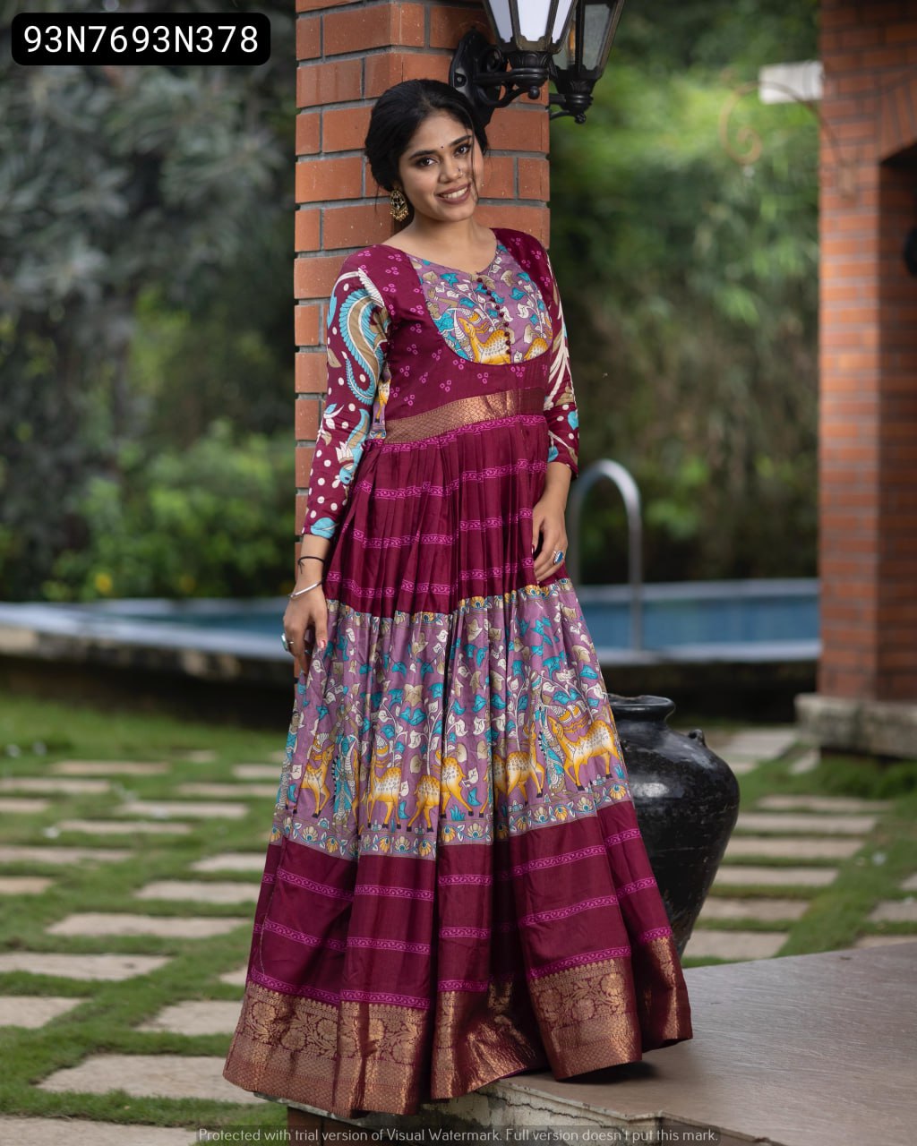 knee length dresses for ladies Green Modern Kalamkari Silhouette Dress  Ekana Label