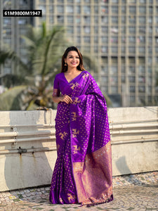 TRENDBUY Soft Silk Sarees with Dual Zari Deer Motifs & Rich Pallu