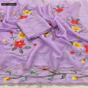 TRENDBUY Soft Zimmy Choo Silk Floral Print Saree with Handwork Blouse
