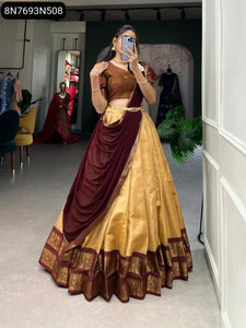 TRENDBUY South-Style Kanchipuram Silk Zari Weaving Lehenga with Blouse & Dupatta