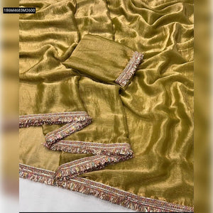TRENDBUY Special Simiri Golden Chiffon Fendy Saree with Lace Border
