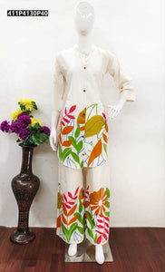 TRENDBUY Stylish Floral Print Cotton Flex Cord Set