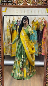 TRENDBUY Vibrant Kalamkari Print Cotton Lehenga Choli Set with Dupatta | Fully Stitched
