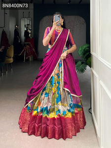 TRENDBUY Vibrant Kalamkari Print Dola Silk Lehenga Choli Set