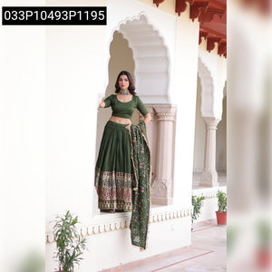 TRENDBUY Vichitra Silk Sequins & Thread Embroidered Full-Stitched Lehenga Choli with Dupatta