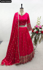 TRENDBUY Vichitra Silk Sequins & Thread Embroidered Lehenga Choli Set